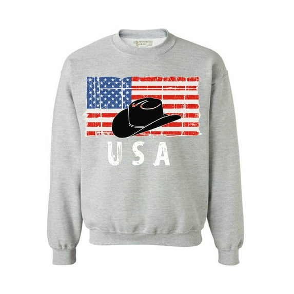 Awkward Styles Cowboy Hat USA Crewneck Made in the USA Texas Men Women Sweatshirt Free to Be Me USA Flag Sweater for Men 51 States USA Flag Sweater for Women United States of America