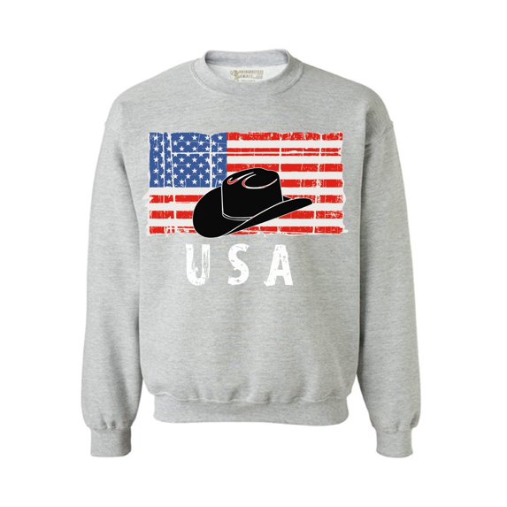 Awkward Styles Cowboy Hat USA Crewneck Made in the USA Texas Men Women Sweatshirt Free to Be Me USA Flag Sweater for Men 51 States USA Flag Sweater for Women United States of America