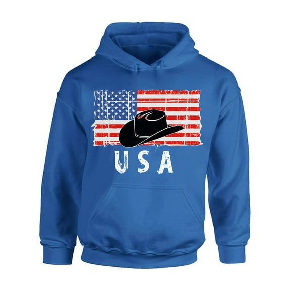 Awkward Styles Cowboy Hat USA Hoodie USA Patriotic Gifts Cowboy Hat Hooded Sweatshirt for Men Independence Day Cowboy Hat Hooded Sweatshirt for Women One Nation Vintage USA Men Women Hooded Sweater