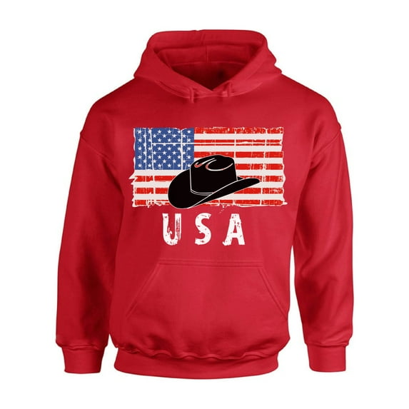 Awkward Styles Cowboy Hat USA Hoodie USA Patriotic Gifts Cowboy Hat Hooded Sweatshirt for Men Independence Day Cowboy Hat Hooded Sweatshirt for Women One Nation Vintage USA Men Women Hooded Sweater