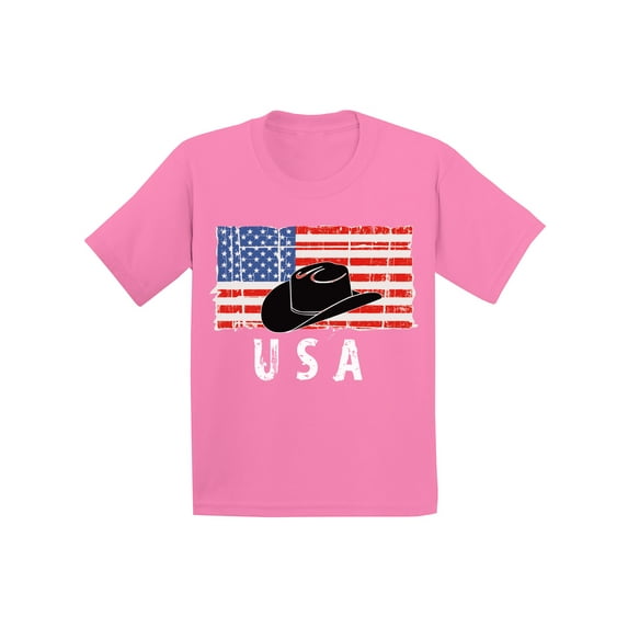 Awkward Styles Cowboy Hat USA Youth Shirt Stripes and Stars USA Flag T shirt for Boys USA Pride USA Flag T shirt for Girls Made in the USA Texas Kids Tshirt Patriotic Gifts
