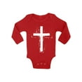 thumbnail image 1 of Awkward Styles Cross Baby Bodysuit Jesus Long Sleeve Top for Newborn Baby Christian Cross Clothes for Baby Boys Christian Bodysuits for Baby Girls Jesus Clothing for Baby Kids Cross One Piece, 1 of 4