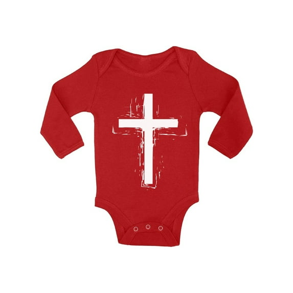 Awkward Styles Cross Baby Bodysuit Jesus Long Sleeve Top for Newborn Baby Christian Cross Clothes for Baby Boys Christian Bodysuits for Baby Girls Jesus Clothing for Baby Kids Cross One Piece
