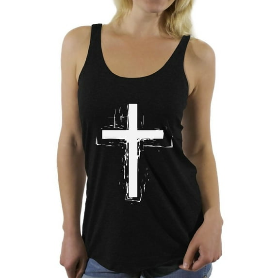 Awkward Styles Cross Racerback Tank Top for Women Christian Clothes for Ladies Following Jesus Womens Racerback Tank Top Jesus Clothing Christian Cross Tanks T Shirt for Her Cross Ladies Shirt