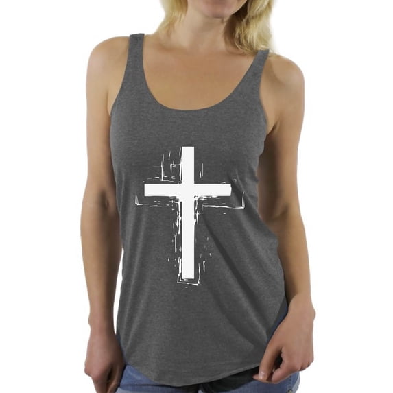 Awkward Styles Cross Racerback Tank Top for Women Christian Clothes for Ladies Following Jesus Womens Racerback Tank Top Jesus Clothing Christian Cross Tanks T Shirt for Her Cross Ladies Shirt