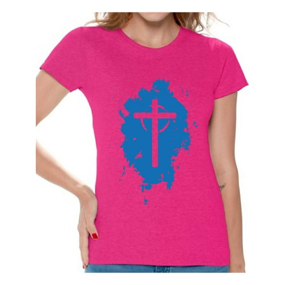 Awkward Styles Cross Shirt for Women Christian Cross Clothes for Ladies Following Jesus Womens T-Shirt Christian Gifts Jesus Shirts Jesus Cross Clothing Jesus T Shirt for Her Cross Ladies Shirt