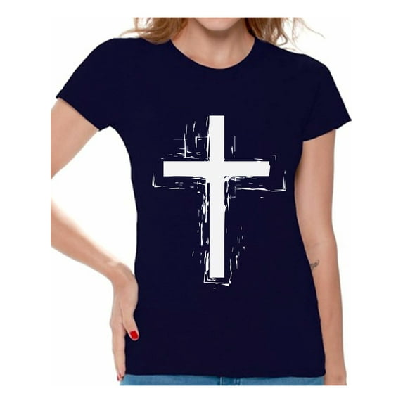 Awkward Styles Cross T Shirt for Women Christian Cross Clothes for Ladies Following Jesus Womens T-Shirt Christian Gifts Jesus Shirts Jesus Cross Clothing Jesus T Shirt for Her Cross Ladies Shirt