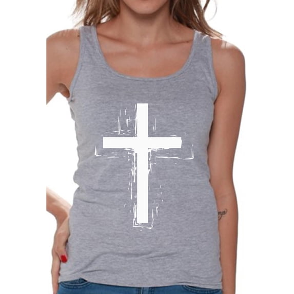 Awkward Styles Cross Tank Top for Women Christian Cross Clothes for Ladies Following Jesus Womens T-Shirt Christian Gifts Jesus Tank Top Jesus Clothing Jesus T Shirt for Her Cross Ladies Shirt