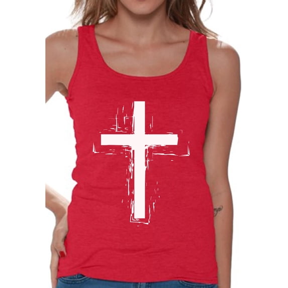 Awkward Styles Cross Tank Top for Women Christian Cross Clothes for Ladies Following Jesus Womens T-Shirt Christian Gifts Jesus Tank Top Jesus Clothing Jesus T Shirt for Her Cross Ladies Shirt
