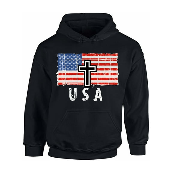 Awkward Styles Cross USA Hoodie Stripes and Stars USA Faith Hooded Sweatshirt for Men USA Gifts USA Faith Hooded Sweatshirt for Women Independence Day Retro USA Flag Hooded Sweater