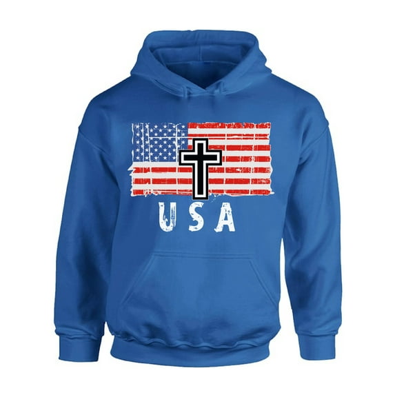 Awkward Styles Cross USA Hoodie Stripes and Stars USA Faith Hooded Sweatshirt for Men USA Gifts USA Faith Hooded Sweatshirt for Women Independence Day Retro USA Flag Hooded Sweater