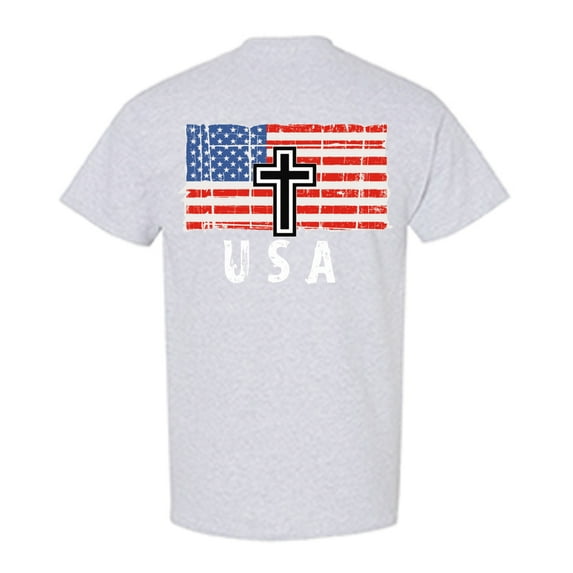 Awkward Styles Cross USA Men Shirt I'm American Vitage USA Flag T shirt for Men Religious Gifts USA Christian Men Tshirt USA Faith Retro USA Flag T-shirt for Men Gifts for Men Print on the Back Only