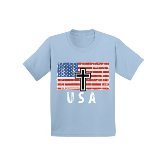 Awkward Styles Cross USA Toddler Shirt USA Faith American Flag T Shirts for Kids USA Pride 4th of July Boy Tshirt Made in the USA 4th of July Girl Tshirt USA Patriotic Gifts Pro America Kids Shirts