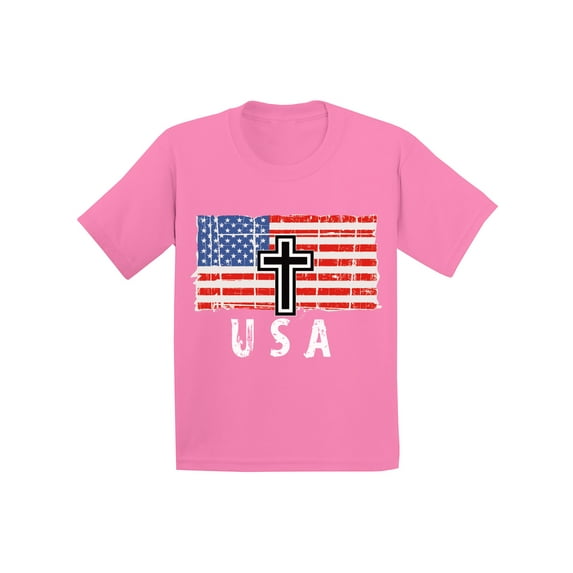 Awkward Styles Cross USA Youth Shirt USA Kids Gifts Retro USA Flag T shirts for Boys United States of America Retro USA Flag T shirts for Girls Stripes and Stars USA Patriotic Kidsn Tshirts