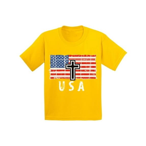 Awkward Styles Cross USA Youth Shirt USA Kids Gifts Retro USA Flag T shirts for Boys United States of America Retro USA Flag T shirts for Girls Stripes and Stars USA Patriotic Kidsn Tshirts