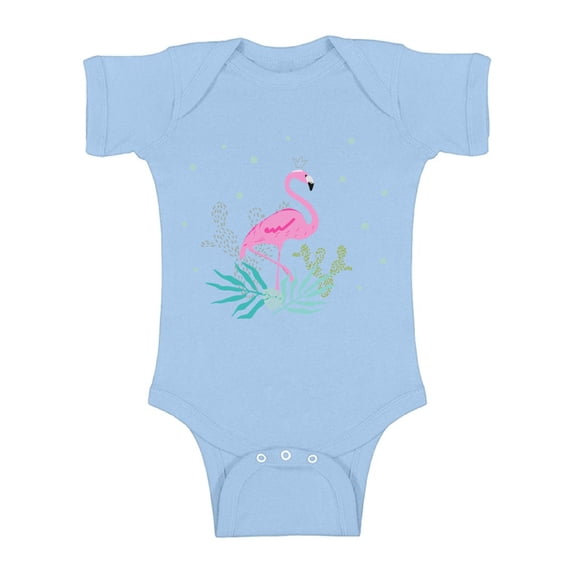 Awkward Styles Crowned Flamingo Baby Bodysuit Short Sleeve Pink Flamingo Romper for Boys Summer One Piece for Girls Pink Flamingo Romper for Children Flamingo Gifts for Little One Summer Clothing