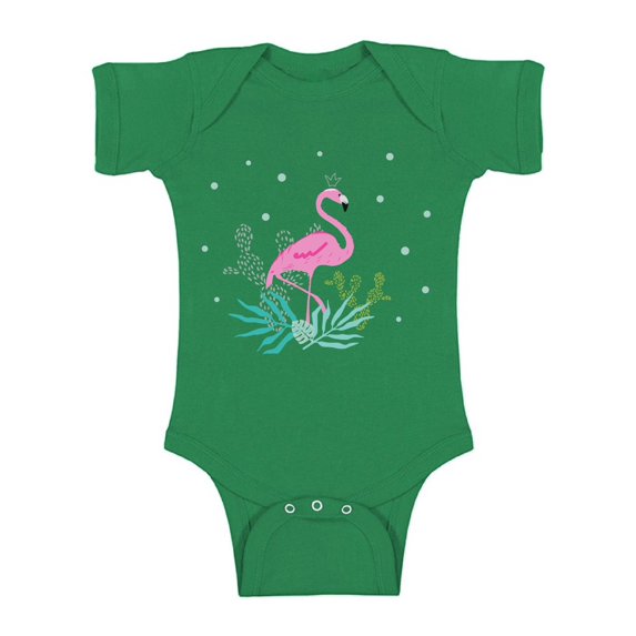 Awkward Styles Crowned Flamingo Baby Bodysuit Short Sleeve Pink Flamingo Romper for Boys Summer One Piece for Girls Pink Flamingo Romper for Children Flamingo Gifts for Little One Summer Clothing