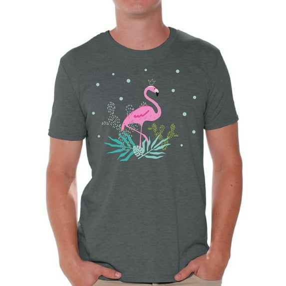 Awkward Styles Crowned Flamingo T Shirt for Men Summer Mens Shirts Pink Flamingo Clothes for Men Flamingo T-Shirt Beach Tshirt Pink Flamingo Gifts Flamingo Shirts Summer Clothing Collection for Men
