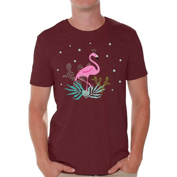 Awkward Styles Crowned Flamingo T Shirt for Men Summer Mens Shirts Pink Flamingo Clothes for Men Flamingo T-Shirt Beach Tshirt Pink Flamingo Gifts Flamingo Shirts Summer Clothing Collection for Men