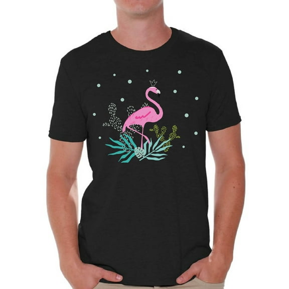 Awkward Styles Crowned Flamingo T Shirt for Men Summer Mens Shirts Pink Flamingo Clothes for Men Flamingo T-Shirt Beach Tshirt Pink Flamingo Gifts Flamingo Shirts Summer Clothing Collection for Men