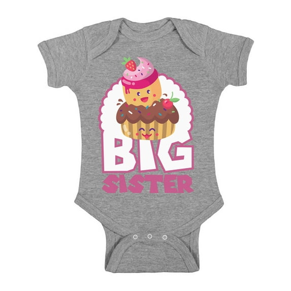 Awkward Styles Cupcake Baby Bodysuit Short Sleeve Cupcake Romper Top Big Sister Romper One Piece Big Sister Romper Baby Announcement Romper for Little One Cute Baby Clothing for Girls Kids Gifts