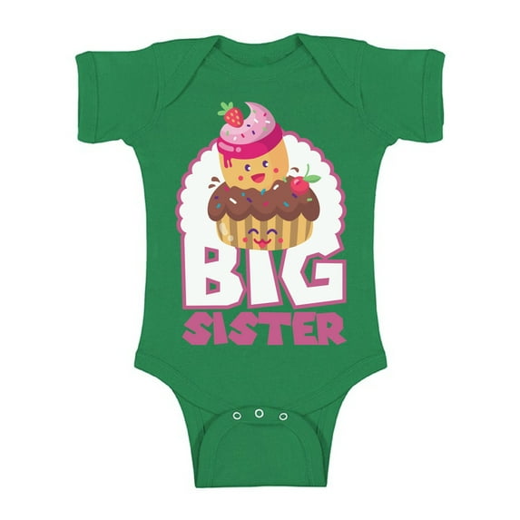 Awkward Styles Cupcake Baby Bodysuit Short Sleeve Cupcake Romper Top Big Sister Romper One Piece Big Sister Romper Baby Announcement Romper for Little One Cute Baby Clothing for Girls Kids Gifts