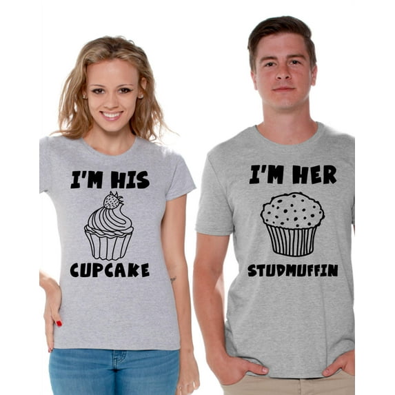 Awkward Styles I'm His Cupcake Shirt I'm Her Studmuffin Shirt Funny Valentine Shirts Cute Couple Shirt Matching Couple Gift I'm Her Stud Muffin Shirt for Boyfriend I'm His Cupcake Shirt for Girlfriend