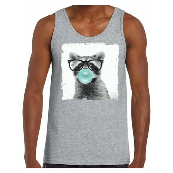 Awkward Styles Cute Animal Gifts Raccoon Clothing Raccoon Tank Top Men Tank Top Raccoon Blow Blue Gum Cute Raccoon T Shirt Animal Tank Top for Boy Raccoon with Blue Gum T Shirt Animal Men Shirt