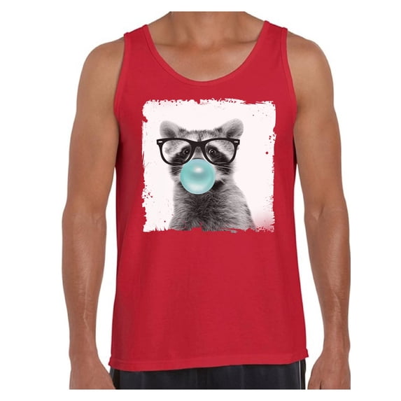 Awkward Styles Cute Animal Gifts Raccoon Clothing Raccoon Tank Top Men Tank Top Raccoon Blow Blue Gum Cute Raccoon T Shirt Animal Tank Top for Boy Raccoon with Blue Gum T Shirt Animal Men Shirt