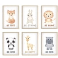 thumbnail image 1 of Awkward Styles Cute Animals Poster Be Strong Prints Panda Giraffe Pictures Woodland Creatures Set of 6 Fox Lion Nursery Decor Boys Girls Room Wall Art No Frame, 1 of 3