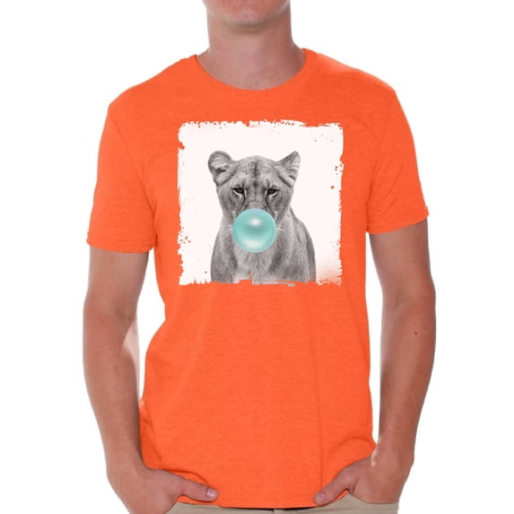Awkward Styles Cute Lion Clothing Animal T-Shirt for Men Funny Animal Gifts Lion T Shirt Cute Animal T Shirt Funny Lion Shirt Gifts for Him Funny Men T Shirt Lion Tshirt Lion with Blue Gum T Shirt