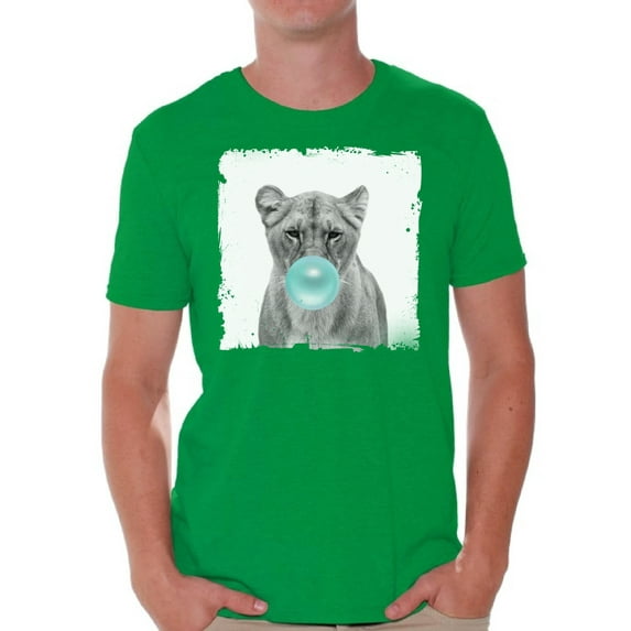 Awkward Styles Cute Lion Clothing Animal T-Shirt for Men Funny Animal Gifts Lion T Shirt Cute Animal T Shirt Funny Lion Shirt Gifts for Him Funny Men T Shirt Lion Tshirt Lion with Blue Gum T Shirt