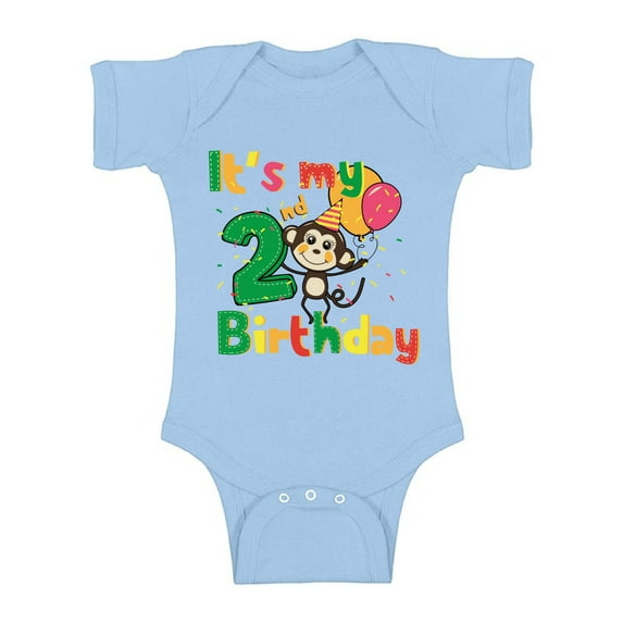 Awkward Styles Cute Monkey One Piece Birthday Baby Bodysuit Monkey Gifts for 2 Year Old Monkey Birthday Party Birthday Baby Boy One Piece Top Monkey Baby Girl Bodysuit 2nd Birthday Party for Baby