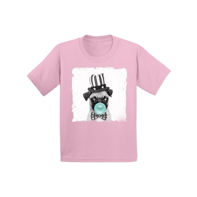 Awkward Styles Cute Pug Lovers Shirts Funny Gifts for Kids Childrens Outfit Puppy Pug Tshirt Pug Toddler Shirt Toddler T Shirt for Kids New Animal Collection Funny Pug with Gum Pug Clothing