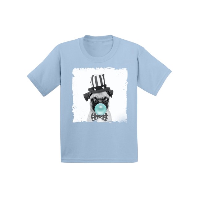 Awkward Styles Cute Pug Lovers Shirts Funny Gifts for Kids Childrens Outfit Puppy Pug Tshirt Pug Toddler Shirt Toddler T Shirt for Kids New Animal Collection Funny Pug with Gum Pug Clothing