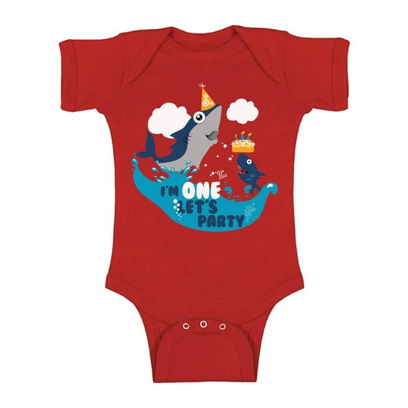 Awkward Styles Cute Shark Gifts for 1 Year Old Shark Birthday 1st Birthday Outfit for Baby Boys and Baby Girls Cute Birthday Gifts Shark Clothes First Birthday Bodysuit Short Sleeve for Newborn Baby