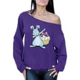 thumbnail image 1 of Awkward Styles Dabbing Easter Bunny Off Shoulder Sweatshirt for Women Cute Easter Bunny Sloucy Oversized Sweater Easter Gifts for Her Easter Egg Hunt Costume Easter Basket Stuffers for Women, 1 of 4