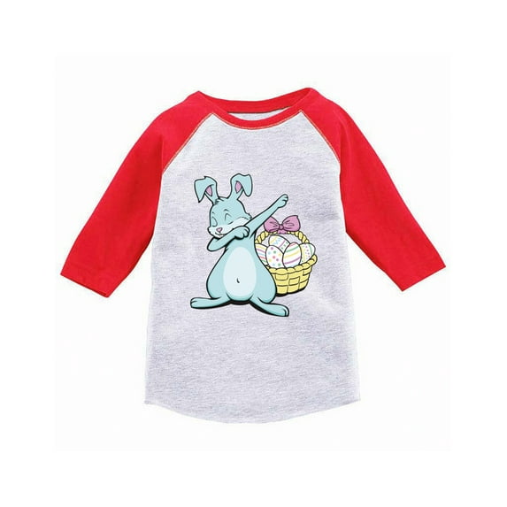 Awkward Styles Dabbing Easter Bunny Raglan Shirt for Kids Easter Bunny Jersey Tshirt Easter Egg Gifts for Kids Funny Easter Bunny Baseball Jersey for Boys Easter 3/4 Sleeve Shirt for Girls Easter Gift