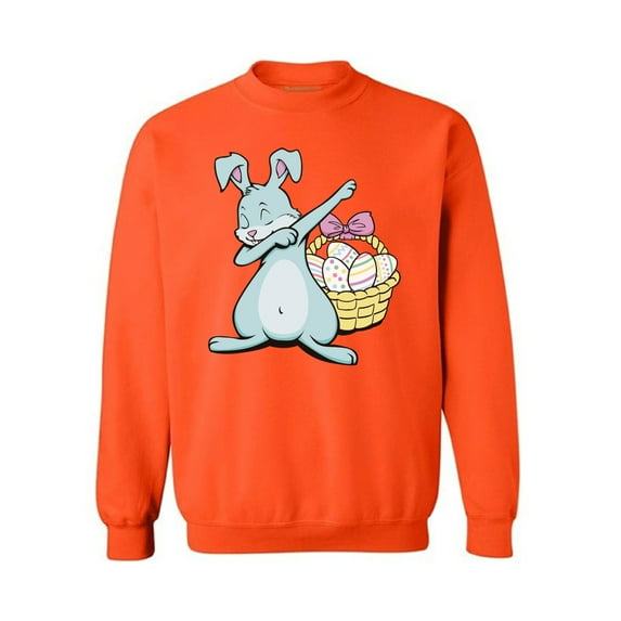 Awkward Styles Dabbing Easter Bunny Sweatshirt for Men and Women Funny Easter Sweater Easter Egg Hunt Outfits Happy Easter Gifts for Him and Her Cute Easter Bunny Sweatshirt Easter Basket Stuffers