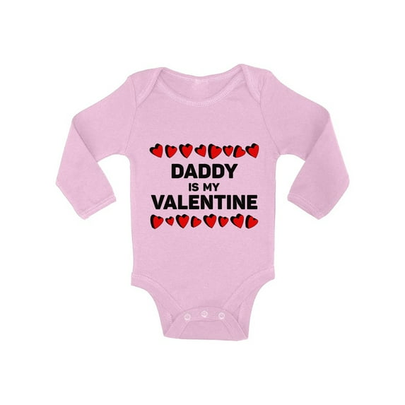 Awkward Styles Daddy Is My Valentine Baby Bodysuit Long Sleeve Gift for Baby Girl One Piece Valentine's Day Gifts for Baby Girl Valentine's Day Baby Romper Cute Gifts for Girls Dad Baby Girl Bodysuit