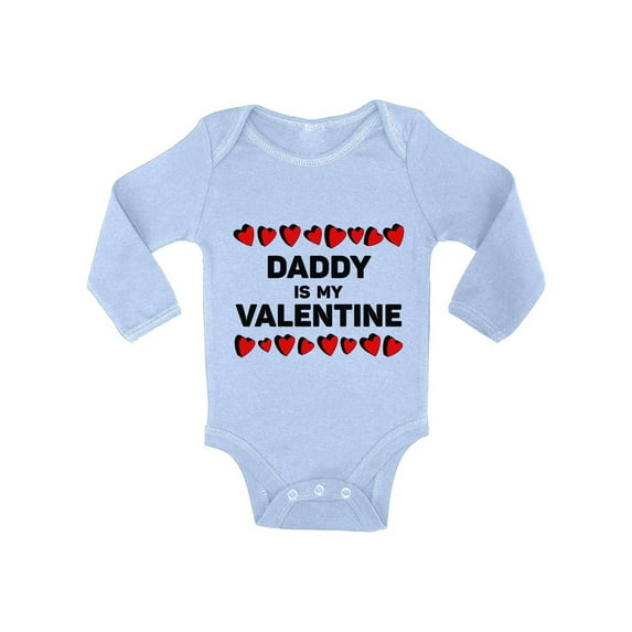 Awkward Styles Daddy Is My Valentine Baby Bodysuit Long Sleeve Gift for Baby Girl One Piece Valentine's Day Gifts for Baby Girl Valentine's Day Baby Romper Cute Gifts for Girls Dad Baby Girl Bodysuit
