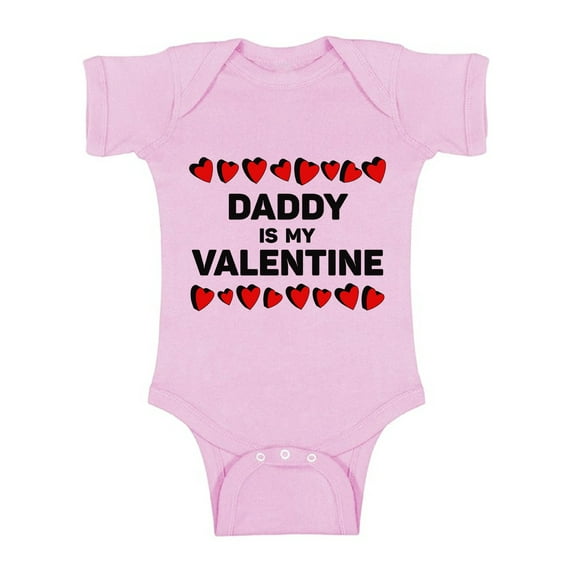 Awkward Styles Daddy Is My Valentine Baby Bodysuit Short Sleeve Baby Girl Top One Piece Valentine's Day Gifts for Baby Girl Valentine's Day Baby Romper Cute Gifts for Girls Dad Baby Girl Bodysuit