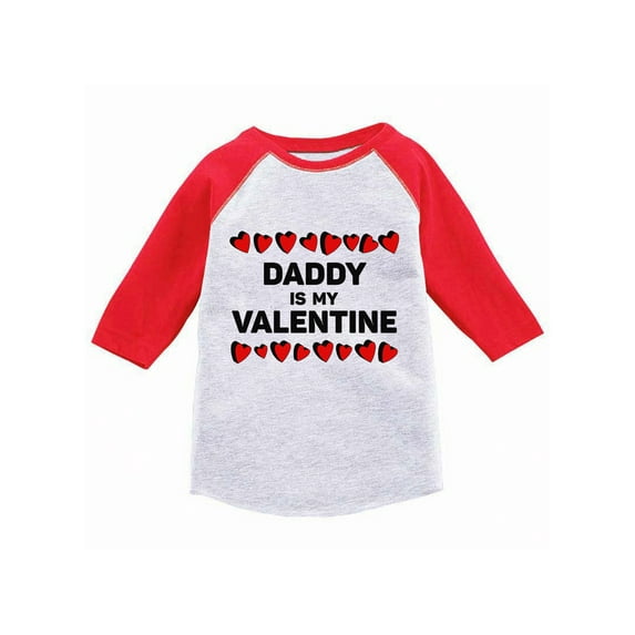 Awkward Styles Daddy Is My Valentine Youth Raglan Shirt Valentine Jersey Shirt Dad Daughter Gifts Valentine Day Shirt Cute Gifts for Girls Dad Valentine's Day Tshirt Kids Fun Princess Daddy