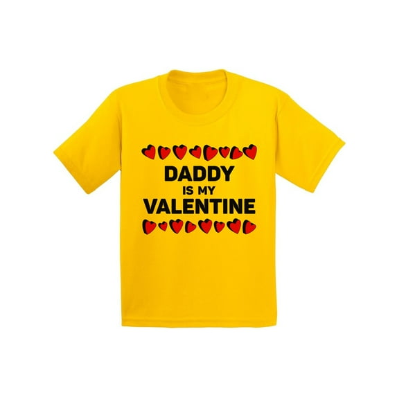 Awkward Styles Daddy Is My Valentine Youth Shirt Valentine's Day Tshirt for Girls Dad Daughter Gifts Valentine Day Shirt Cute Gifts for Girls Dad Valentine's Day Tshirt for Kids Fun Princess Daddy