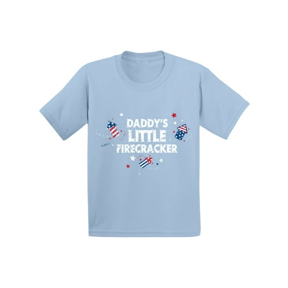 Awkward Styles Daddy's Little Firecracker Toddler Shirt 4th of July Shirt for Kids Cute Independence Day Outfit Kids USA Shirt 4th of July Fireworks Shirt for Boys and Girls USA Shirt for Kids