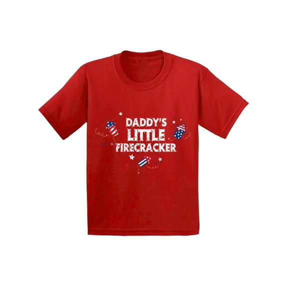 Awkward Styles Daddy's Little Firecracker Toddler Shirt 4th of July Shirt for Kids Cute Independence Day Outfit Kids USA Shirt 4th of July Fireworks Shirt for Boys and Girls USA Shirt for Kids