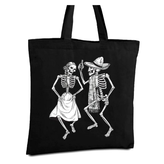 Awkward Styles Dancing Skeleton Canvas Cotton Bag Skeleton Skull Bag Halloween Gifts Skull Accessories Gothic Gifts for He Dia de Los Muertos Accessories