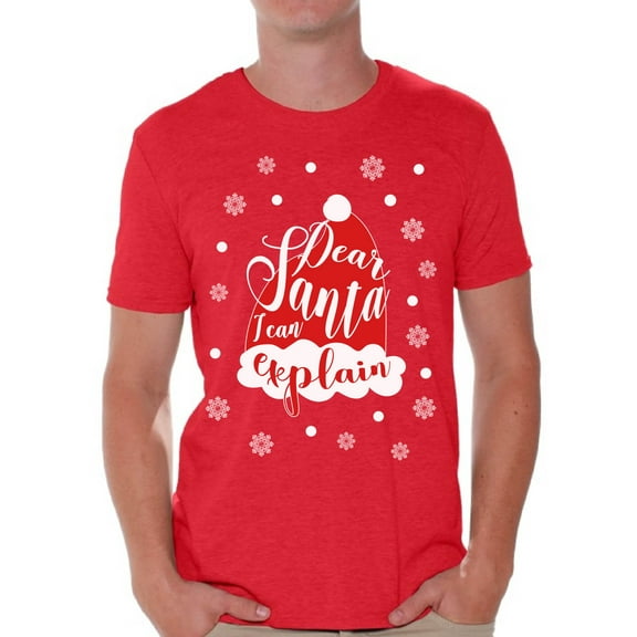 Awkward Styles Dear Santa I Can Explain Tshirt for Men Dear Santa Shirts Funny Christmas Shirt for Men Xmas Men's Tshirt Holiday Gifts Holiday Shirt for Christmas Santa Hat Shirt Christmas Party