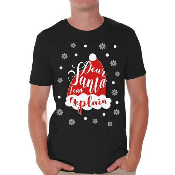 Awkward Styles Dear Santa I Can Explain Tshirt for Men Dear Santa Shirts Funny Christmas Shirt for Men Xmas Men's Tshirt Holiday Gifts Holiday Shirt for Christmas Santa Hat Shirt Christmas Party