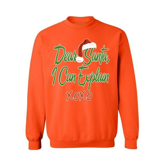 Awkward Styles Dear Santa I Can Explain XOXO Christmas Sweatshirt Santa Hat Christmas sweater XOXO Christmas Sweater Xmas Gifts Santa Claus Christmas Sweatshirt for Men for Women Holiday Sweater